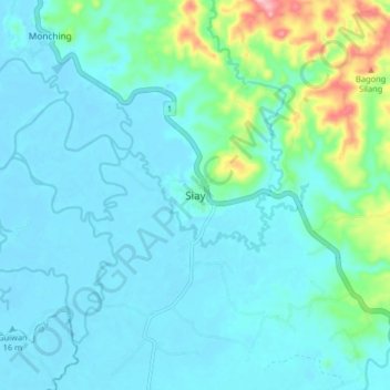 Mapa topográfico Siay, altitud, relieve