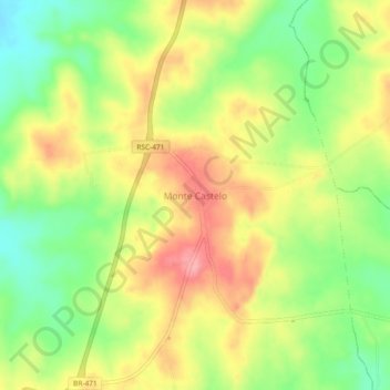 Mapa topográfico Monte Castelo, altitud, relieve