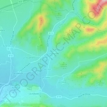 Mapa topográfico La Portanière, altitud, relieve