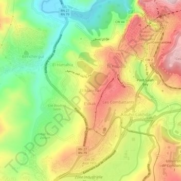 Mapa topográfico El Manchar, altitud, relieve