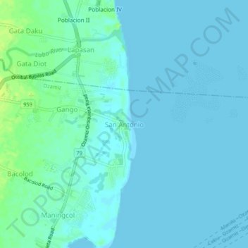 Mapa topográfico San Antonio, altitud, relieve