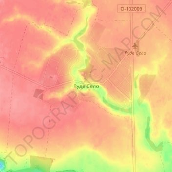 Mapa topográfico Rude Selo, altitud, relieve