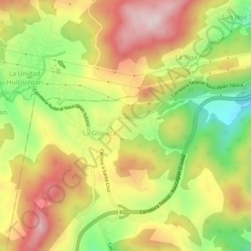 Mapa topográfico El Guarda, altitud, relieve