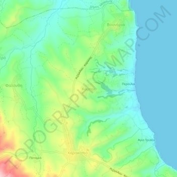 Mapa topográfico Kombi, altitud, relieve