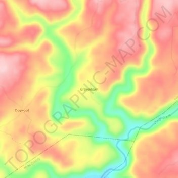 Mapa topográfico Greivertown, altitud, relieve