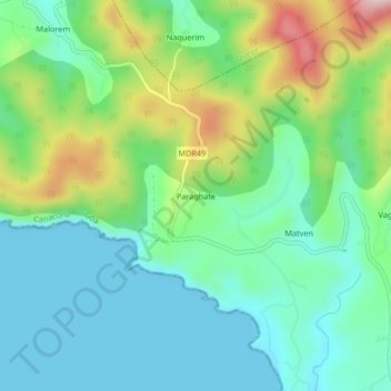 Mapa topográfico Paraghate, altitud, relieve