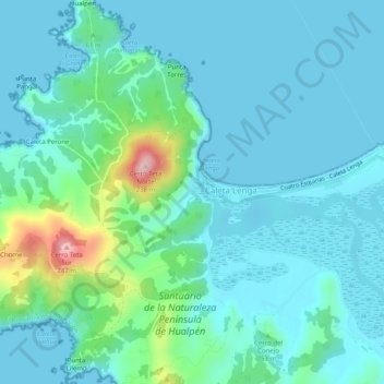Mapa topográfico Lenga, altitud, relieve