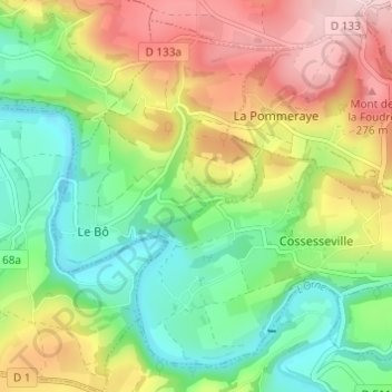 Mapa topográfico Mainboeuf, altitud, relieve