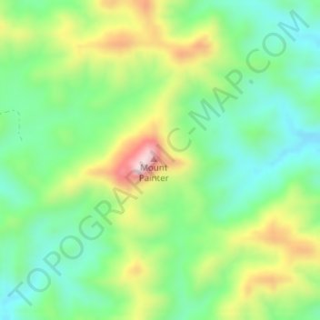 Mapa topográfico Mt Painter, altitud, relieve