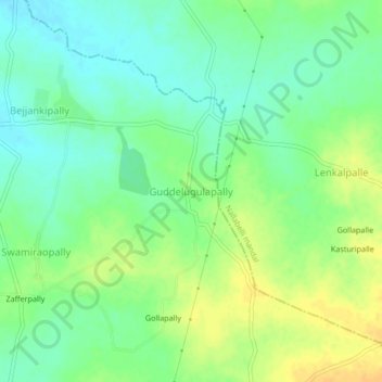 Mapa topográfico Guddelugulapally, altitud, relieve