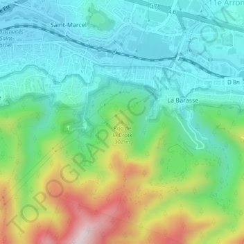 Mapa topográfico Roc de la Croix, altitud, relieve