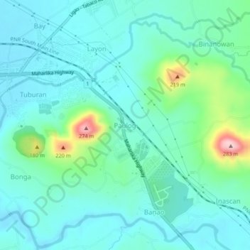 Mapa topográfico Paulog, altitud, relieve