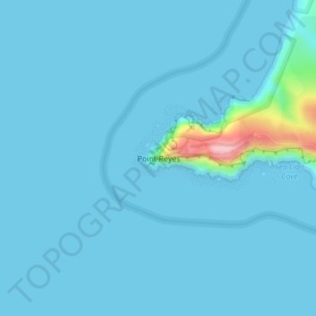 Mapa topográfico Point Reyes, altitud, relieve