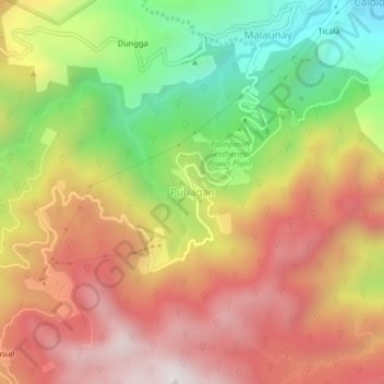 Mapa topográfico Puhagan, altitud, relieve