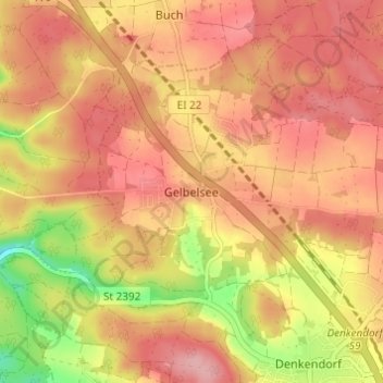 Mapa topográfico Gelbelsee, altitud, relieve