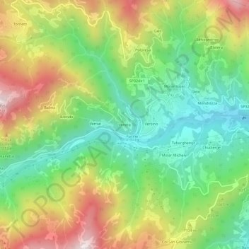 Mapa topográfico Venera, altitud, relieve