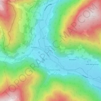 Mapa topográfico Patergassen, altitud, relieve