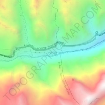 Mapa topográfico Pongo, altitud, relieve