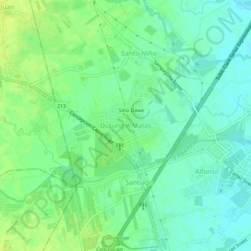 Mapa topográfico Dutung A Matas, altitud, relieve