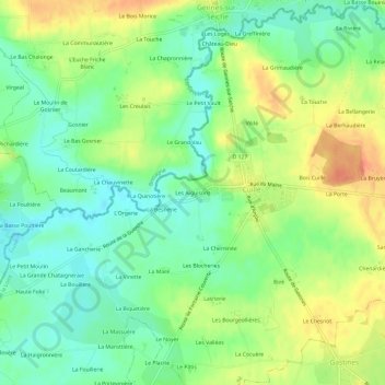 Mapa topográfico Les Aiguisons, altitud, relieve