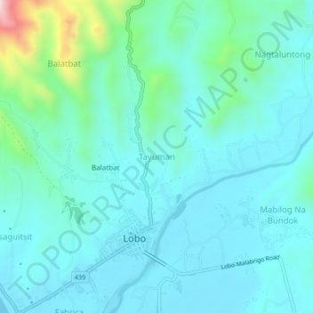 Mapa topográfico Tayuman, altitud, relieve
