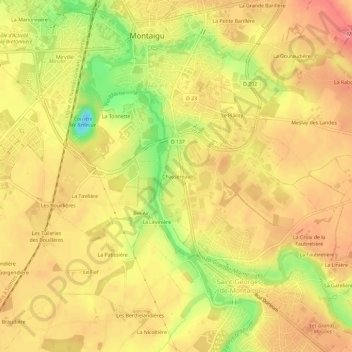 Mapa topográfico Chassereau, altitud, relieve