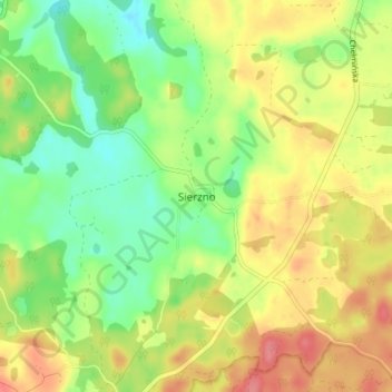 Mapa topográfico Sierzno, altitud, relieve