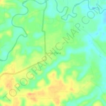 Mapa topográfico Buntu Pane, altitud, relieve