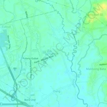 Mapa topográfico Santol, altitud, relieve