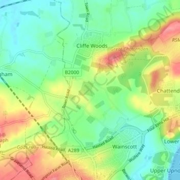 Mapa topográfico Silver Street, altitud, relieve