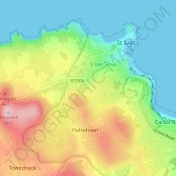 Mapa topográfico Penbeagle, altitud, relieve