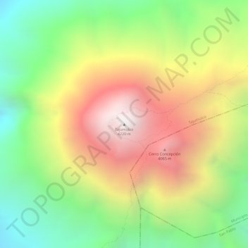 Mapa topográfico Tajumulco, altitud, relieve