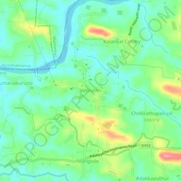 Mapa topográfico Vellinezhi, altitud, relieve
