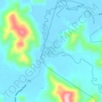 Mapa topográfico Barutuan, altitud, relieve