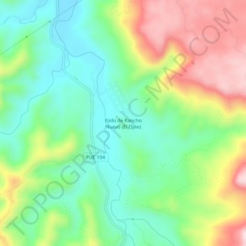 Mapa topográfico Ejido de Rancho Nuevo (El Ojite), altitud, relieve