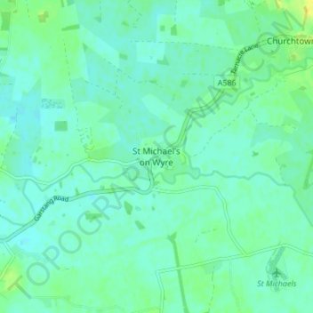 Mapa topográfico St Michael's on Wyre, altitud, relieve