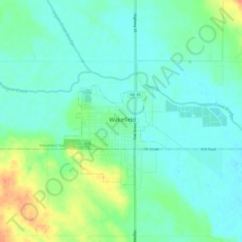 Mapa topográfico Saint Johns Trailer Court, altitud, relieve