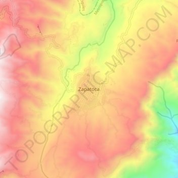 Mapa topográfico Zapatoca, altitud, relieve