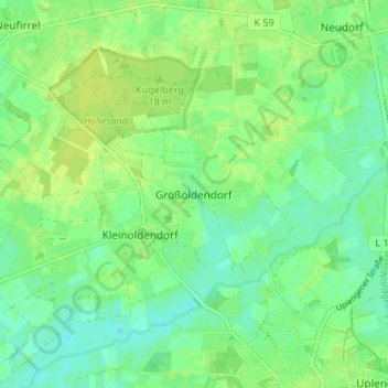 Mapa topográfico Großoldendorf, altitud, relieve