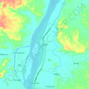 Mapa topográfico Lal-lo, altitud, relieve