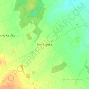 Mapa topográfico Broniszewice, altitud, relieve