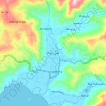 Mapa topográfico Panggul, altitud, relieve