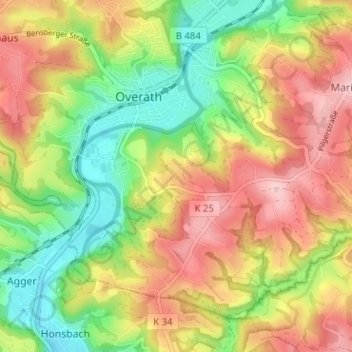 Mapa topográfico Lölsberg, altitud, relieve