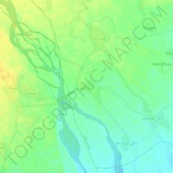Mapa topográfico Dildar Garhi, altitud, relieve
