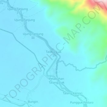 Mapa topográfico Talang Liak II, altitud, relieve