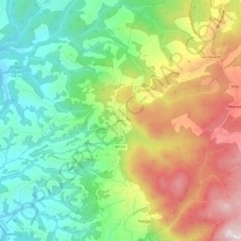 Mapa topográfico Iano, altitud, relieve