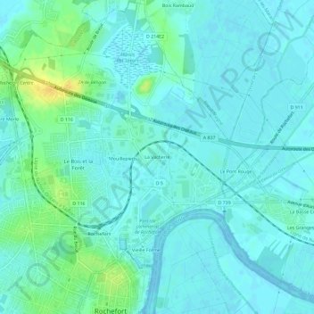 Mapa topográfico La Vacherie, altitud, relieve
