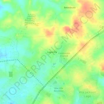 Mapa topográfico Lagoinha, altitud, relieve