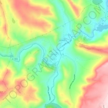 Mapa topográfico Aliaga, altitud, relieve