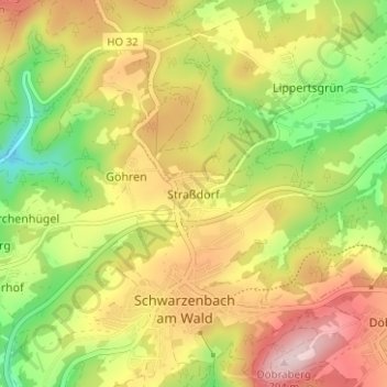 Mapa topográfico Straßdorf, altitud, relieve